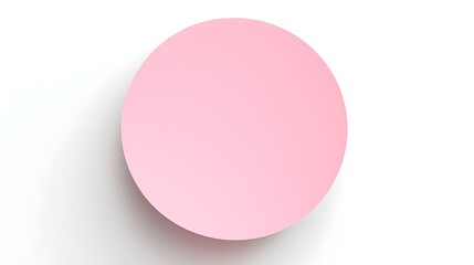 Light Pink round Paper Note on a white Background. Brainstorming Template with Copy Space
