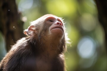 capuchin soaking in dappled sunlight
