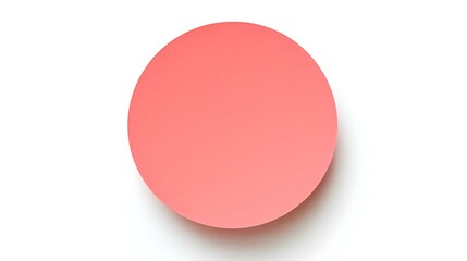 Light Red round Paper Note on a white Background. Brainstorming Template with Copy Space