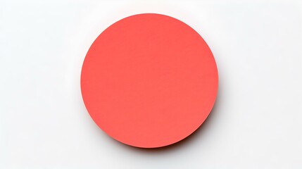 Light Red round Paper Note on a white Background. Brainstorming Template with Copy Space
