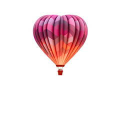 Obraz premium A Romantic Hot Air Balloon Ride at Sunset Valentines Day. Isolated on a Transparent Background. Cutout PNG.