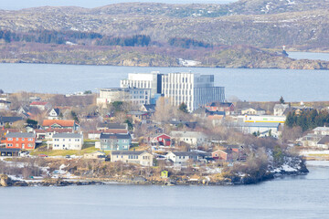 Fototapeta premium Panorama of coastal city (Brønnøysund)Helgeland