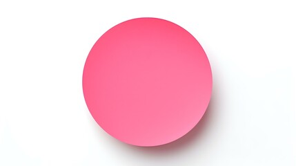 Pink round Paper Note on a white Background. Brainstorming Template with Copy Space