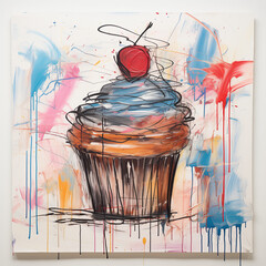  Kids drawing of a cupcake by Generative AI