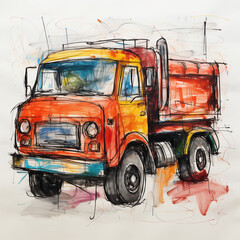 Kids drawing of a fire truck by Generative AI
