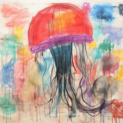  Kids drawing of a jellyfish by Generative AI