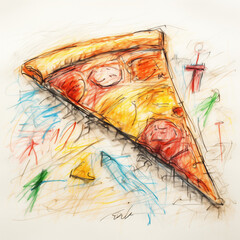 Kids drawing of a pizza slice by Generative AI