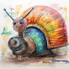Kids drawing of a snail by Generative AI