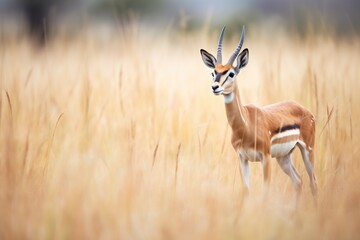 young springbok playing in a lush savanna - obrazy, fototapety, plakaty
