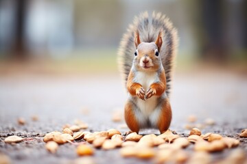 squirrel standing with an almond - Powered by Adobe