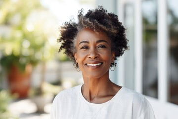 woman happy portrait female beautiful smiling old home black african american one alone lonely fun happiness mature elderly active lady