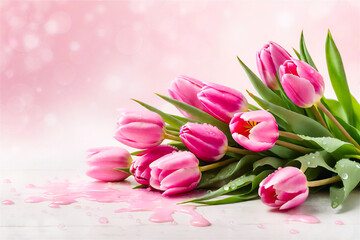 Pink spring tulips.