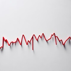 Red line. 3d line. Red heart beat line on white background. Red graph on white background. Red heartbeat line isolated on white background. Heart rate pulse, icon medicine logo, cardiogram, heart rate