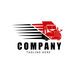 transportation truck logo, truck trailer transport logistics, delivery, express, cargo company, fast shipping, design template logo
