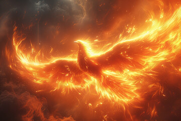 Phoenix Reborn in Berst of Solar Majesty ,generated by IA - obrazy, fototapety, plakaty