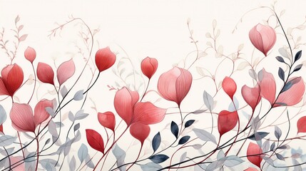 Elegant Botanical Line Art: Hand-Drawn Floral Background for Vintage Wall Decor – Nature's Beauty in Detailed Illustration, Perfect for Spring and Summer Stylish Designs.