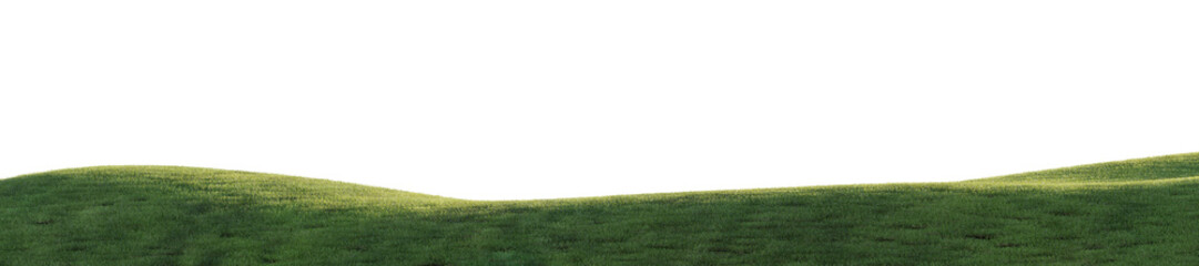 Hills with grass on a transparent background. 3D rendering.	