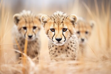 Obraz premium isolated focus on cheetahs face during pursuit