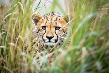 Obraz premium cheetah bursting through bush cover