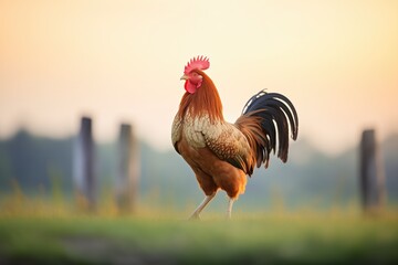 rooster crowing at sunrise