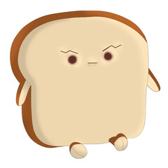 Cute white bread cartoon hand drawn brown bread clipart mbe element angry