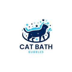 Bathing Cat, vector illustration animal logo design