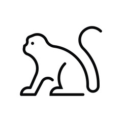 Simple line monkey sitting on the ground
