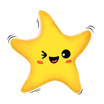 Cute star cartoon hand drawn stars yellow happy clipart mbe element