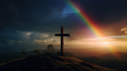 A Cross Amidst the Colors of Dawn