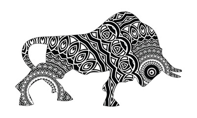 Buffalo. Bull. Coloring Page. Colouring picture. Adult Coloring Book idea. Freehand sketch drawing. Vector illustration.
