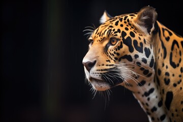 Obraz premium jaguar eyes glowing in the dark of the amazon night