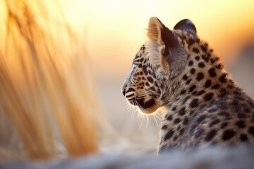 leopard silhouette against setting sun