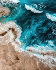 Foto op Canvas Aerial view of a beach with a blue wave © BrandwayArt