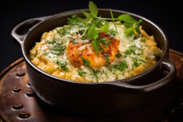 butter lobster risotto served in a small pot