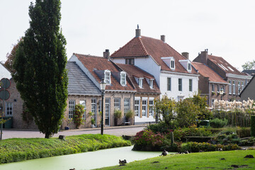 Street with houses in the Dutch fortified city of Willemstad in the province of North Brabant.