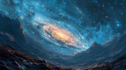 Astrophotography Shot Hairpin Turn Galactic Core, Background Banner HD - obrazy, fototapety, plakaty