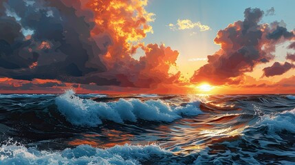 Baltic Sea Sunset Dramatic Sky Blue, Background Banner HD