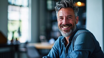 Obraz premium Happy smiling businessman in office
