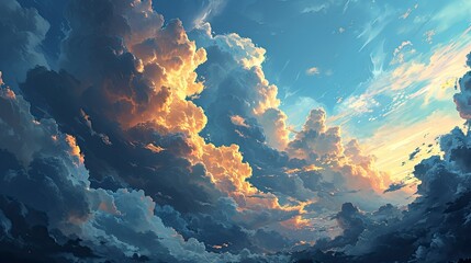 Beautiful Blue Sky Cloudy Mornig Light, Background Banner HD