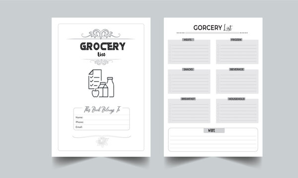 Grocery List. Daily Gratitude Monthly & Yearly Undated Planner. Journal. Printable Gratitude Journal. Planner Bundle Design. Printable Planner Set with cover page layout template