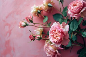 Roses on a pink backdrop