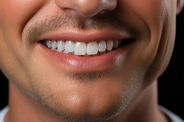 Fototapeta premium Close Up of Man Smiling Lips and Teeth. dentistry concept