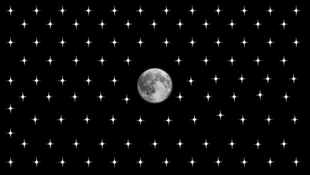 Black background night moon star animation