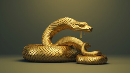 Obraz premium golden snake mother next to the little one, on a neutral background with a highlight