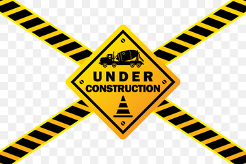 under construction sign for working area warning tape printable signs png transparent template design - obrazy, fototapety, plakaty