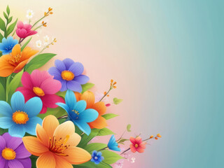 Fototapeta premium Vivid flowers composition on a soft gradient background
