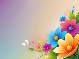 Vivid flowers composition on a soft gradient background with copy space
