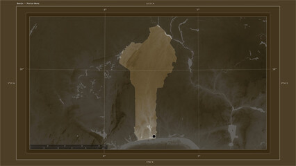Benin composition. Sepia elevation map