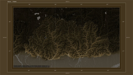 Bhutan composition. Sepia elevation map © zelwanka
