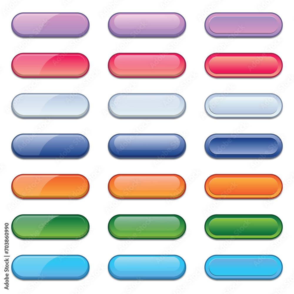 Poster set of modern trendy buttons. empty web button set. colorful gradients buttons